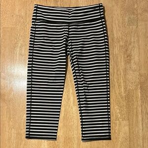 Athleta Black and White Striped Leggings